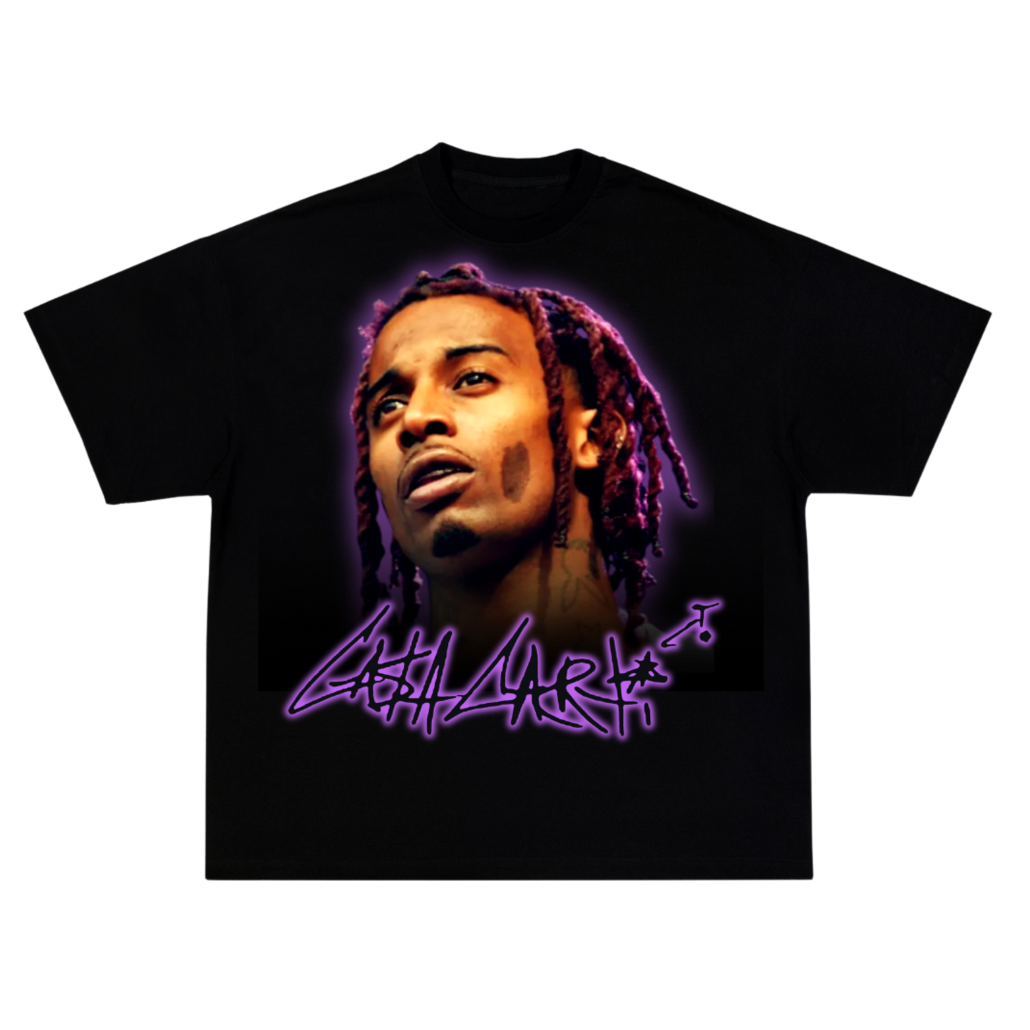 GOATED GRAPHICS “Cash Carti” Custom T-Shirt – Purple Glow Edition